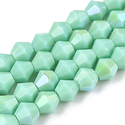 Opaque Solid Color Electroplate Glass Beads Strands X-EGLA-A039-P6mm-L20-1