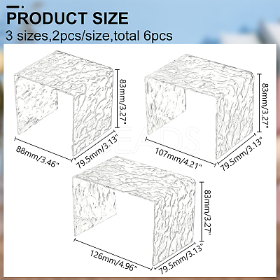 3Pcs 3 Sizes Water Ripple Acrylic Jewelry Display Risers ODIS-WH0061-04-1