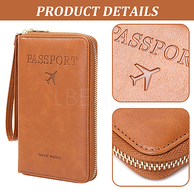 Rectangle PU Leather Travel Passport Wallet Cover AJEW-WH20096-52A-1