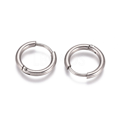 Tarnish Resistant 304 Stainless Steel Huggie Hoop Earrings EJEW-G272-02-10mm-P-1