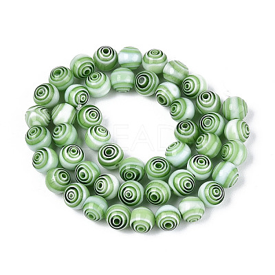 Handmade Millefiori Glass Round Beads Strands LK-R004-93C-1