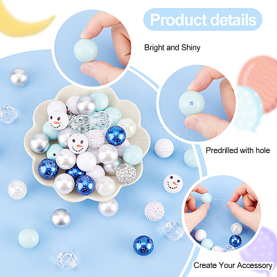 1 Set Mixed Style Acrylic Round Beads Sets SACR-PH0001-52G-1