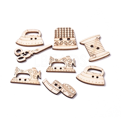 2-Hole Poplar Wood Buttons WOOD-L009-09-1