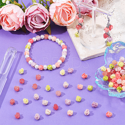 100Pcs 4 Colors Synthetic Coral Beads CORA-PA0001-03-1