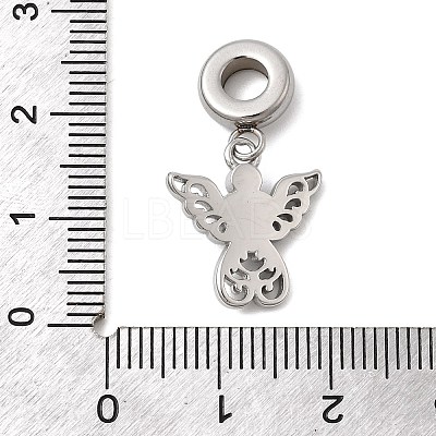 304 Stainless Steel Rose Rhinestone European Dangle Charms STAS-D153-14G-1
