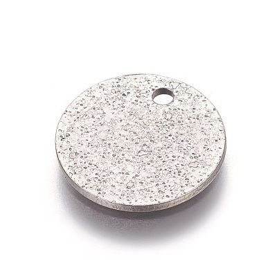 Non-Tarnish 304 Stainless Steel Textured Pendants X-STAS-I098-01-12mm-P-1