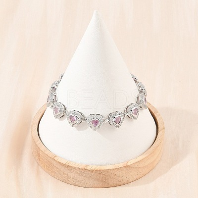 Brass Pave Cubic Zirconia Heart Tennis Bracelets for Women KK-CBA68DA-09P-02-1