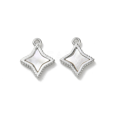 Brass Natural Shell Pendants KK-P355-21P-1