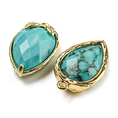 Natural Turquoise Faceted Pendants G-M431-06G-08-1