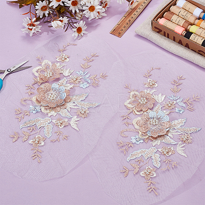 2Pcs Computerized Embroidery Cloth Iron on/Sew on Patches PATC-HY0001-93A-1