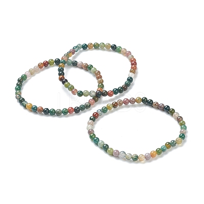 Natural Indian Agate Beaded Stretch Bracelets BJEW-A117-A-46-1