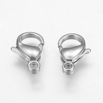 Tarnish Resistant 304 Stainless Steel Lobster Claw Clasps Hand Polished STAS-F125-17x11mm-P-1