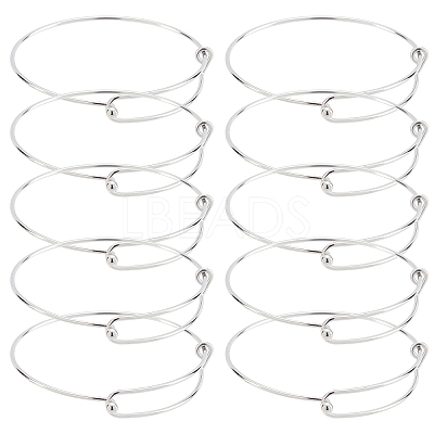 10Pcs 304 Stainless Steel Expandable Bangle for Girl Women BJEW-DC0001-03-1