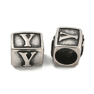 316 Surgical Stainless Steel with Rhinestone Large Hole Cube Beads STAS-Q326-08AS-01-1