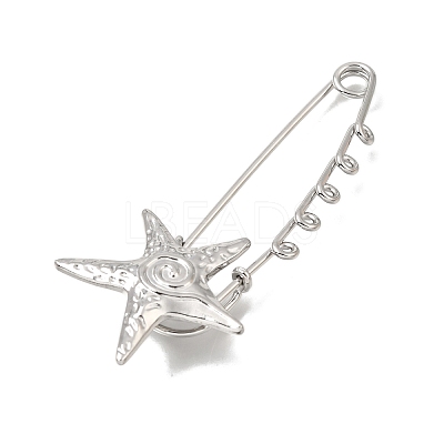 Starfish with Swirl 304 Stainless Steel Safety Pins Brooch Findings SA-CBAB767-06A-P-1