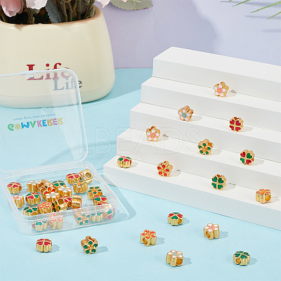42Pcs 7 Styles Alloy Enamel European Beads ENAM-GO0001-17-1