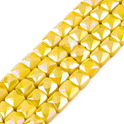 Electroplate Opaque Solid Color Glass Beads Strands EGLA-N002-42-03-1