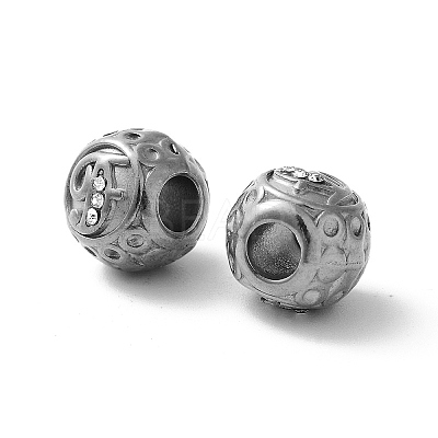304 Stainless Steel Rhinestone European Beads STAS-A092-10F-P-1