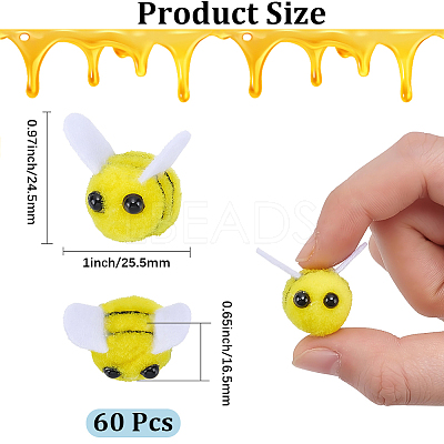 60Pcs Bees Polyester Wool Pom Pom Ball DIY-CY0003-29-1