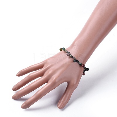 Non-magnetic Synthetic Hematite Beads Stretch Bracelets BJEW-JB04659-01-1