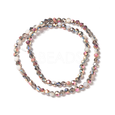 Transparent Electroplated Glass Beads Strands GLAA-G097-04D-1