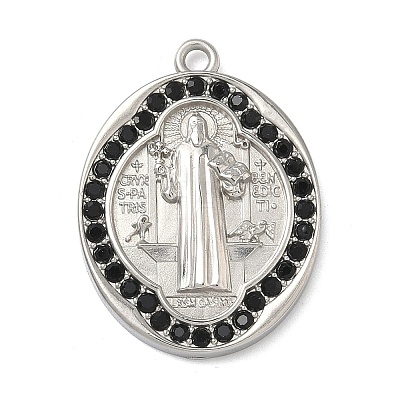 304 Stainless Steel & Rhinestone Pendants STAS-G371-09D-02P-1