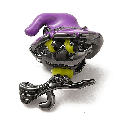 Halloween Brass Enamel European Beads X1-KK-A203-04A-B-1