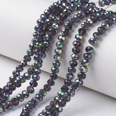 Electroplate Transparent Glass Beads Strands EGLA-A034-T6mm-Q09-1