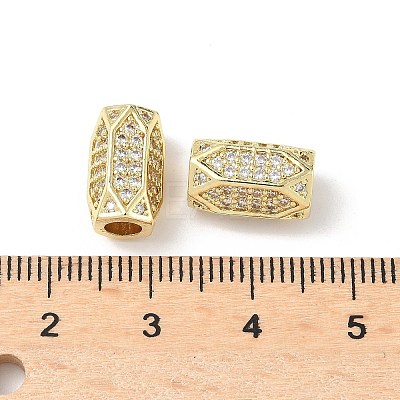 Brass Micro Pave Cubic Zirconia Beads KK-C104-06G-1