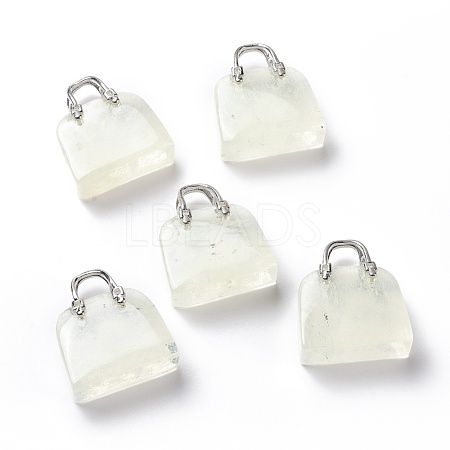 Watermelon Stone Glass Brass Pendants KK-E274-01P-023-1