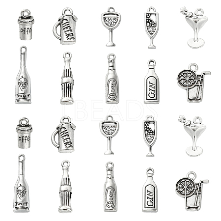 100Pcs 10 Styles Alloy Pendants TIBEP-CJ0002-43-1