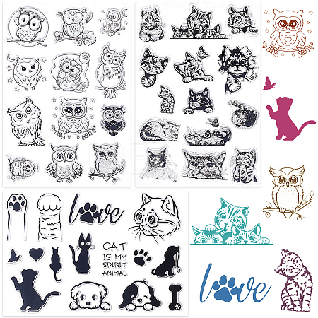 CRASPIRE 2 Sheets 2 Styles PVC Plastic Stamps DIY-CP0010-06B-1