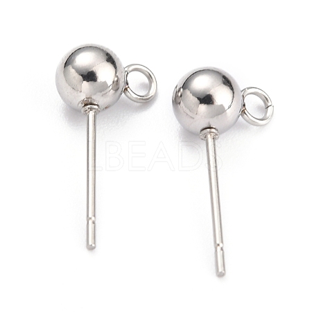 304 Stainless Steel Ball Post Stud Earring Findings STAS-Z035-02P-E-1