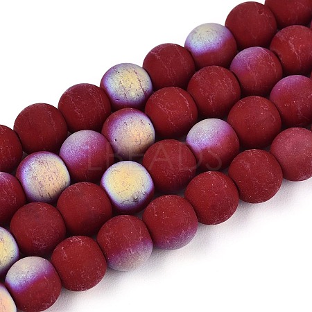Frosted Opaque Glass Beads Strands LS-GLAA-T032-P6mm-MBB05-1