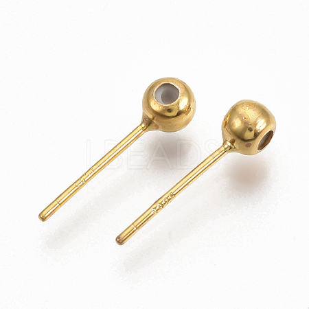 Brass Ball Stud Earring Findings X-KK-Q762-026G-NF-1