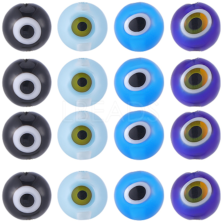 60Pcs 4 Colors Handmade Evil Eye Lampwork Round Beads LAMP-SC0001-81-1