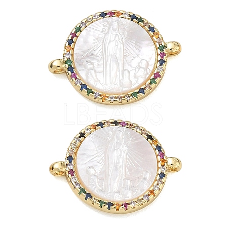 Rack Plating Brass Micro Pave Colorful Cubic Zirconia Connector Charms CU-CBA01AA-22G-1