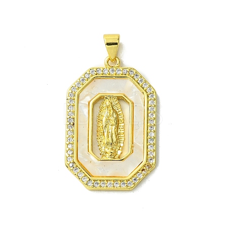 Real 18K Gold Plated Brass Micro Pave Cubic Zirconia Pendants KK-H472-14G-13-1