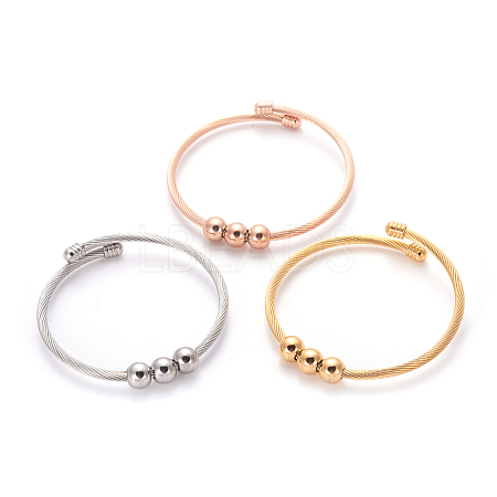 304 Stainless Steel Torque Bangle Sets BJEW-L642-15-1