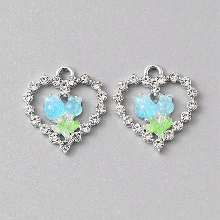 Platinum Alloy Rhinestone Pendants FIND-TAC0008-69P-05-1