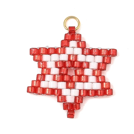 Glass Seed Beads Pendants PALLOY-MZ01457-03-1