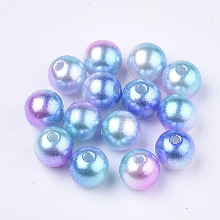 Rainbow ABS Plastic Imitation Pearl Beads OACR-Q174-4mm-02-1
