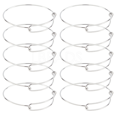 10Pcs 304 Stainless Steel Expandable Bangle for Girl Women BJEW-DC0001-03-1