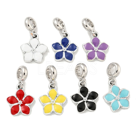 Rack Plating Alloy Enamel Flower European Dangle Charms FIND-B034-55P-1