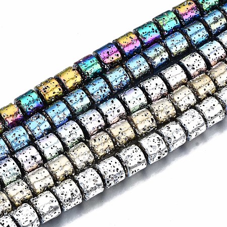 Electroplated Natural Lava Rock Beads Strands G-T114-78-1