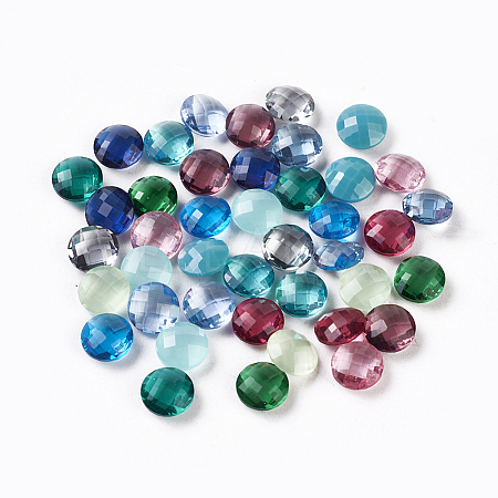 Faceted Glass Cabochons GLAA-F099-05-1