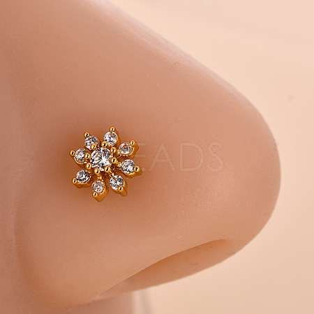 316L Surgical Stainless Steel Clear Cubic Zirconia L-Shaped Nose Rings WG09863-06-1