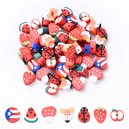 35Pcs 7 Styles Handmade Polymer Clay Beads CLAY-YW0002-12-1
