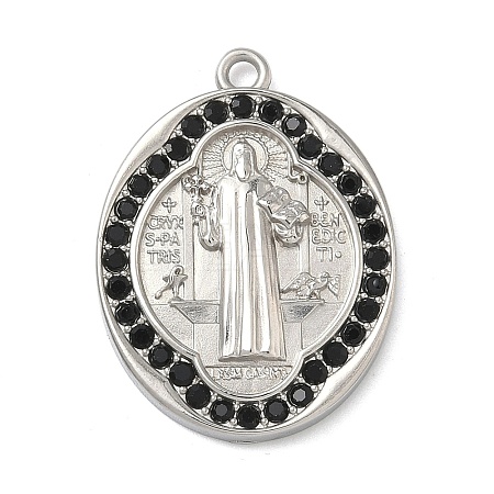 304 Stainless Steel & Rhinestone Pendants STAS-G371-09D-02P-1