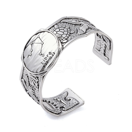 Constellation Alloy Open Cuff Bangles for Women Men BJEW-C064-01AS-10-1